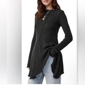 We The Free Black Asymmetrical Tunic Top